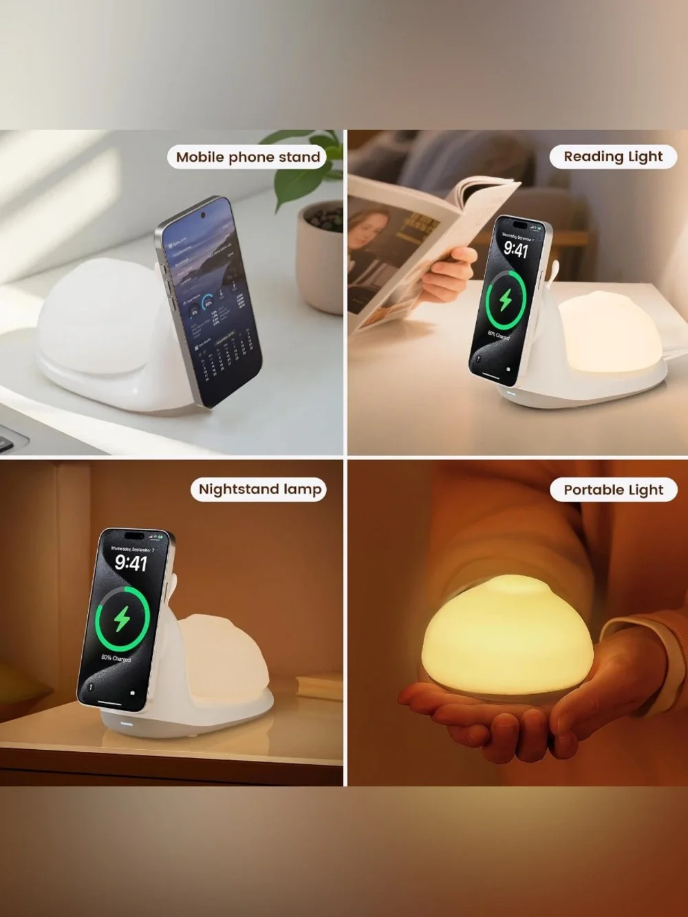 Snail-Shaped Wireless Charging Stand with Night Light